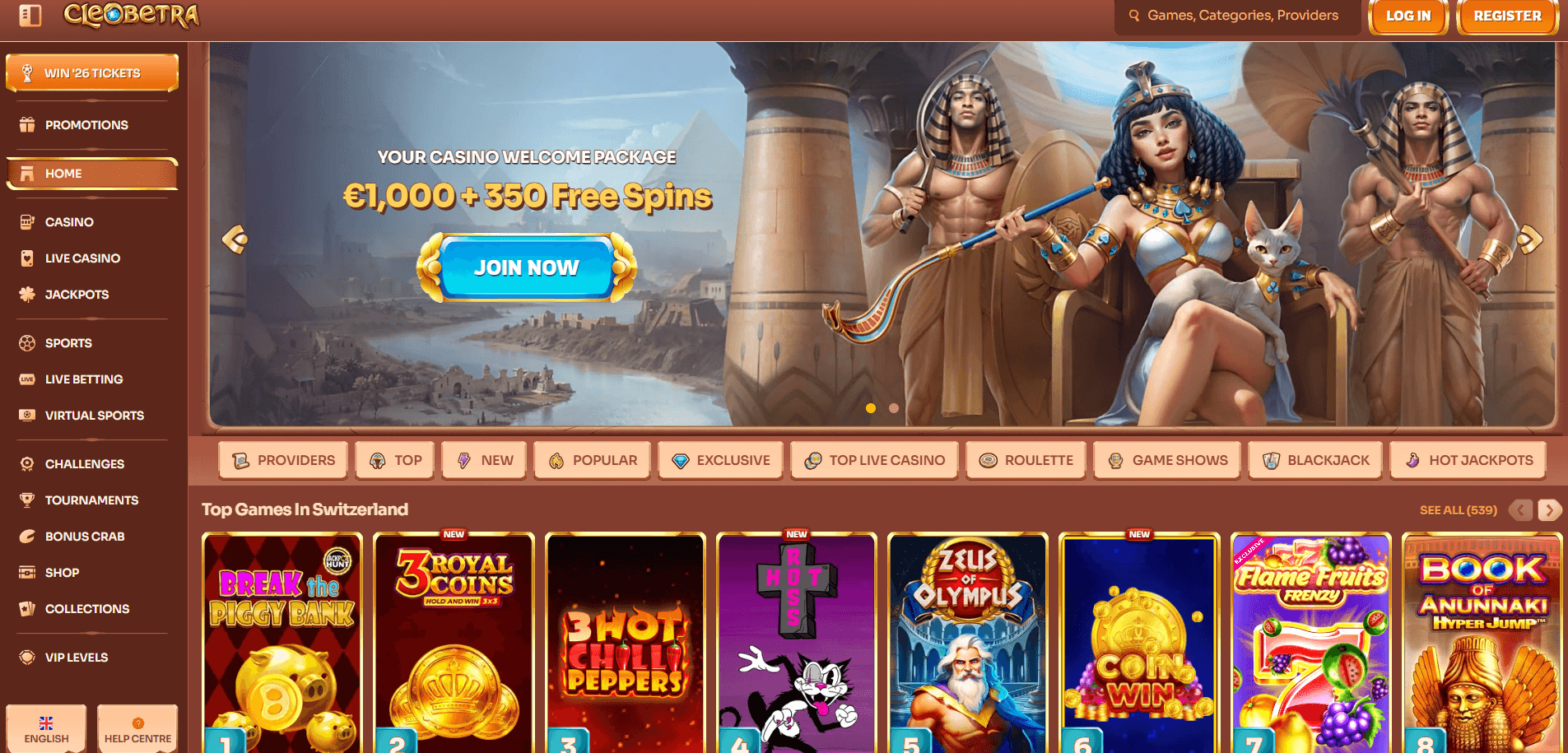 cleobetra online casinos main page