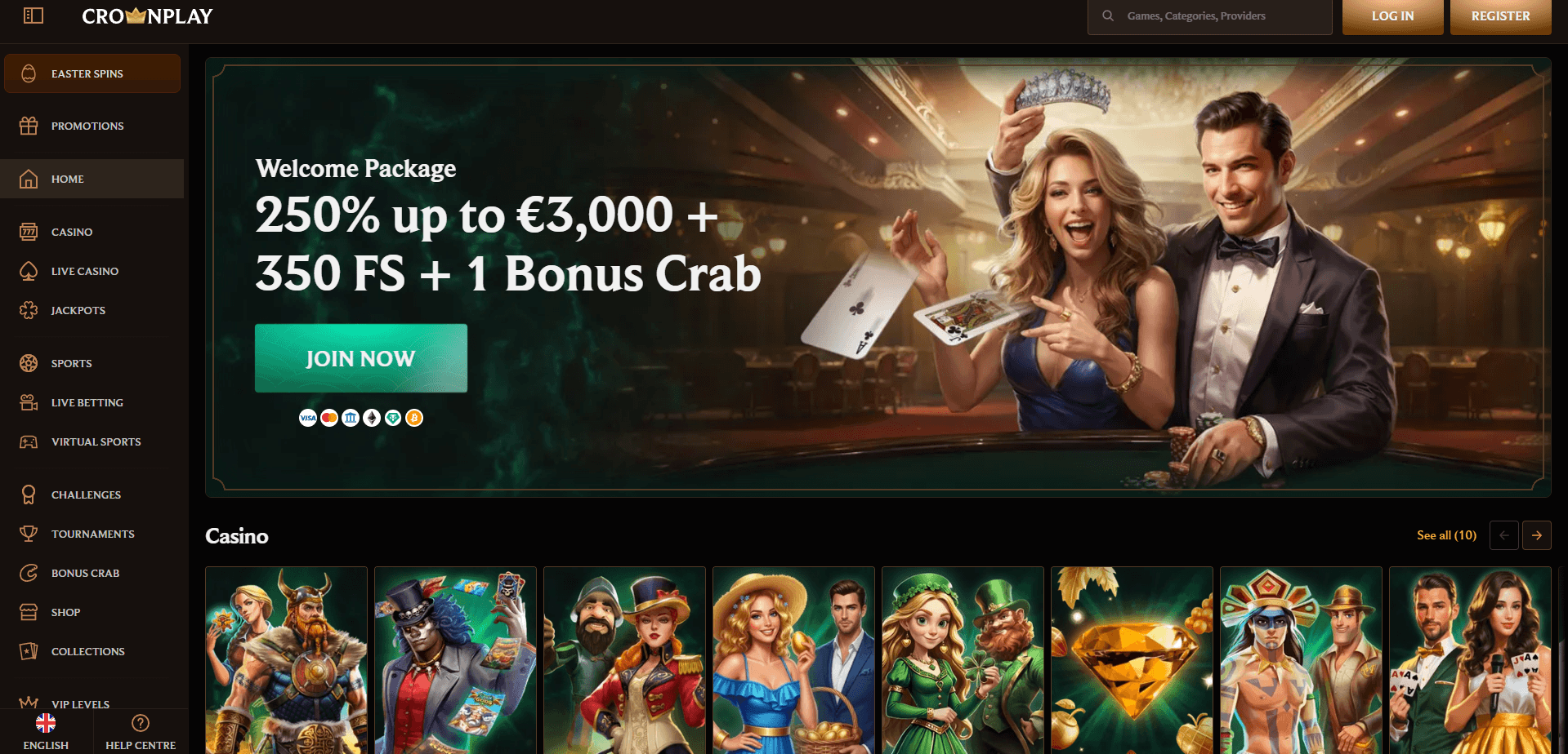 crownplay online casinos main page